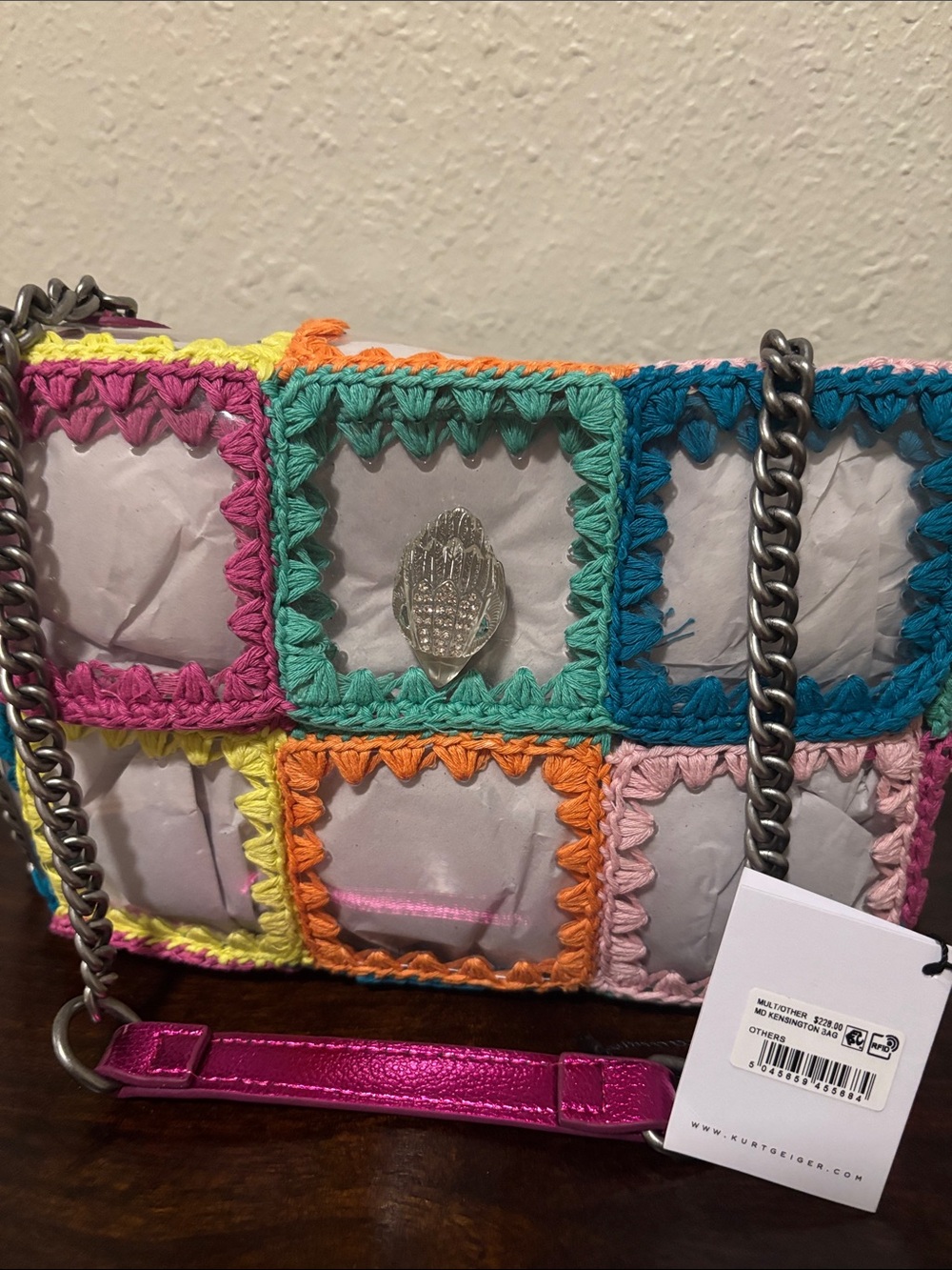 Kurt Geiger Multicolor Crochet Patchwork Shoulder Bag